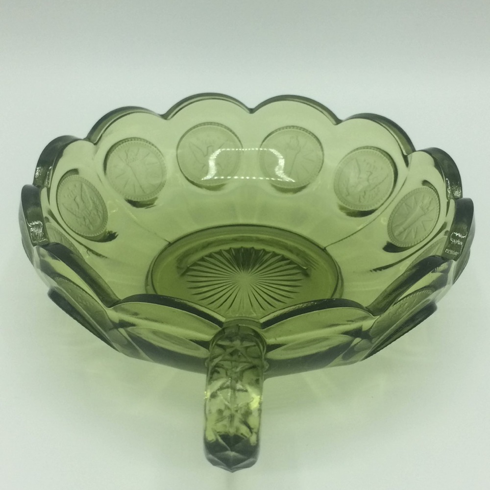 Vintage fostoria coin olive bowl with holder - Picture 2 of 8